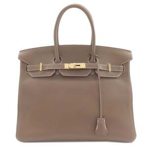 Hermès Birkin 35 Etoupe Handbag with Gold Hardware, Taurillon, Women's, HERMES